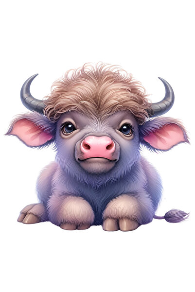 StoryGift Romania Sticker Label 50CM with a little buffalo, illustration, be ...