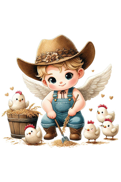 StoryGift Romania Sticker Cu Un Bebelus Care Tine O Lopata, Palarie De Cowboy...