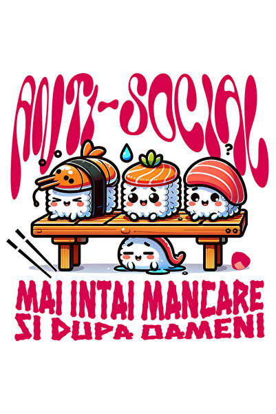 StoryGift Romania Sticker Adeziv 90CM cu Sushi Diferite Sortimente Somn Mancare Chinezeasca text Anti-social Mai