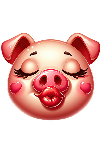 StoryGift Romania Sticker Autocolant 70CM cu o purcelusa fericita care da un ...