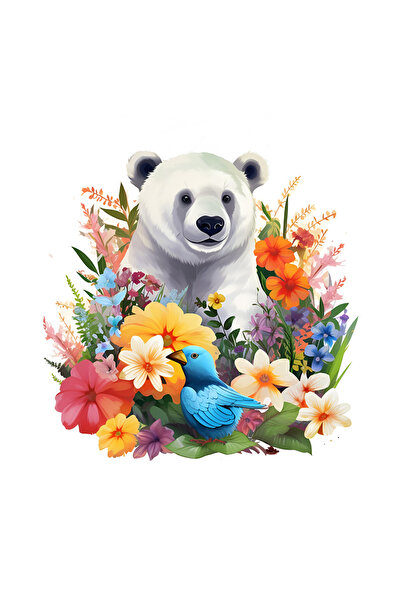 StoryGift Romania Sticker Eticheta 50CM cu un urs polar bucuros, ilustratie, ...