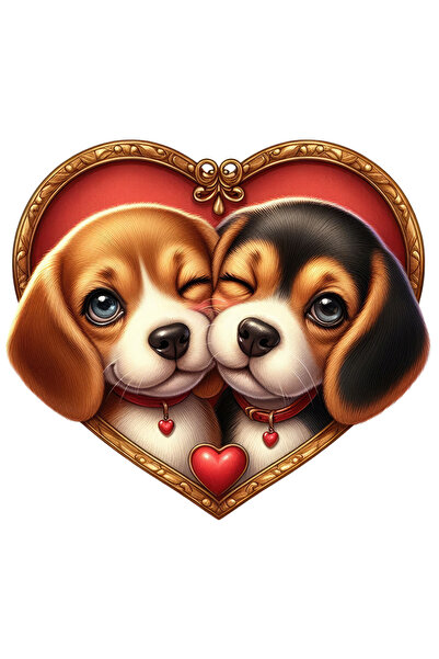 StoryGift Romania Sticker 15 Cm Cu O Catelusa Si Un Catel, Ilustratie, Ferici...