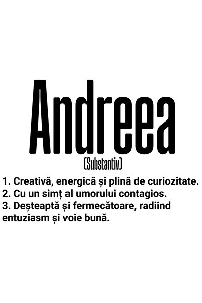 StoryGift Romania Sticker Eticheta 50CM Cu Numele Andreea, si Mesaj Motivatio...