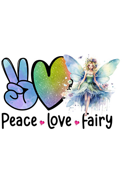 StoryGift Romania Sticker Eticheta 50CM cu zana cu mesajul "Peace, love, fair...