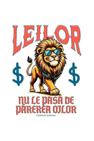 StoryGift Romania Sticker Adeziv 90CM cu Regele Leu Mandru Cu Ochelari De Soa...