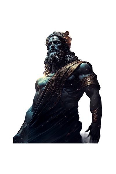 StoryGift Romania Sticker Autocolant 70CM Cu Zeu, Zeus, Mitologie Greaca, Barba, Spatiu, cu Margini Albe, PVC V