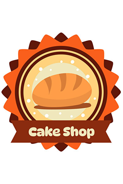 StoryGift Romania Sticker Adeziv 90CM Cu Mesaj In Engleza Cake Shop, Paine, Franzela, Cerc, Buline, cu Margini