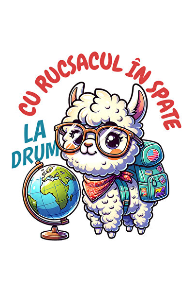 StoryGift Romania Sticker Adeziv 90CM Adeziv oaie pufoasa cercetas cu rucsacu...