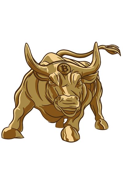 StoryGift Romania 90CM Adhesive Sticker With Bull With Golden Horns, Bitcoin Symbol On Forehead, Investments, Crypto, Love