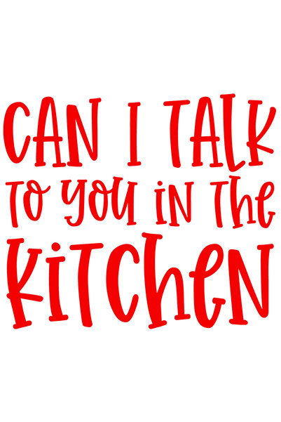 StoryGift Romania Sticker Exterior cu mesajul "Pot vorbi cu tine in bucatarie?" - foame mancare , Vinyl Rosu
