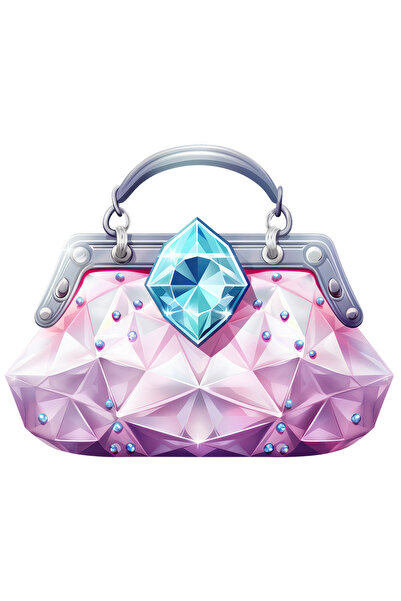 StoryGift Romania Sticker Autocolant 70CM cu o poseta stralucitoare, roz, ilu...