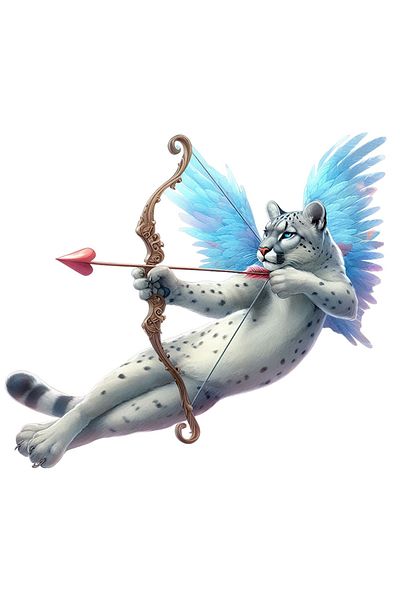StoryGift Romania Sticker Label 50CM with a white tiger Cupid, illustration, archery, falling in love, wings