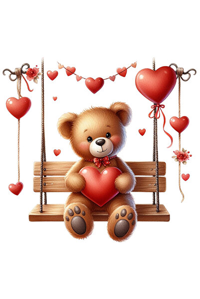 StoryGift Romania Sticker Cu Un Ursulet Care Se Da In Leagan, Ilustratie, Iub...