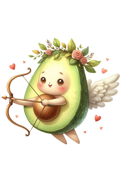 StoryGift Romania Sticker Adeziv 90CM cu un bebelus in costum de avocado, ilustratie, Cupidon, trage cu arcul, i