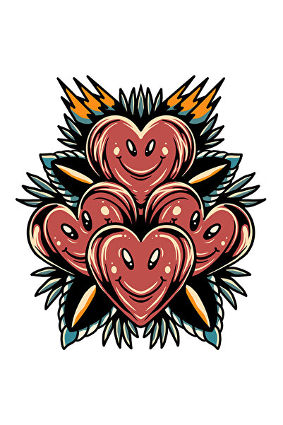 StoryGift Romania Sticker Autocolant 70CM Cu Inimi, Buchet, Frunze, Abstract,...