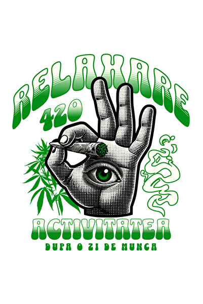 StoryGift Romania Sticker Autocolant 70CM cu Mana Umana Ochii Verde Hobby Relaxare Vacanta Text In Limba Romana