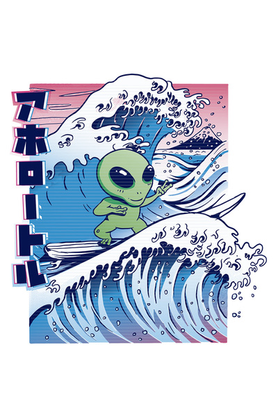 StoryGift Romania Sticker Adeziv 90CM Extraterestru, Surfing, Valuri Mari, Pl...