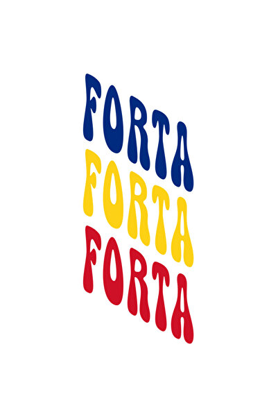 StoryGift Romania Sticker Autocolant 70CM Cuvantul Forta, in Culorile Steagului Romaniei, Rosu, Galben, Albastru