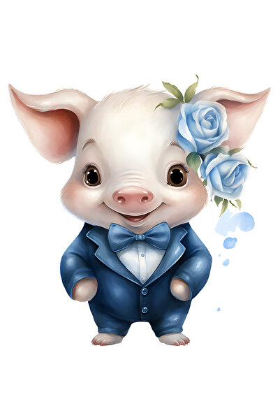 StoryGift Romania Sticker Autocolant 70CM cu un purcelus vesel, ilustratie, t...