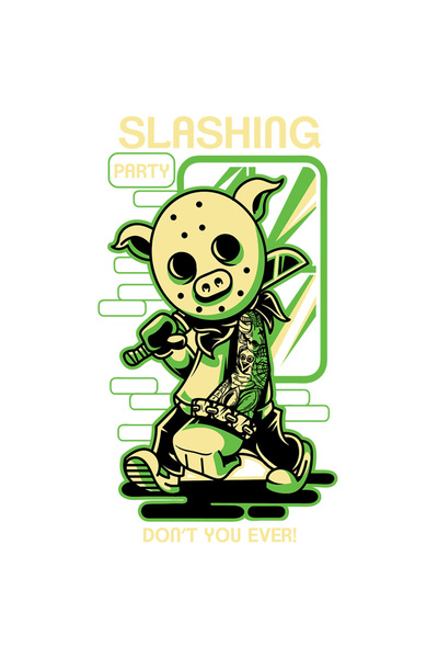 StoryGift Romania Sticker Autocolant 70CM Cu Om Costumat Masca DE Porc Si Bata In Mana, Grafica Stil Benzi Desen