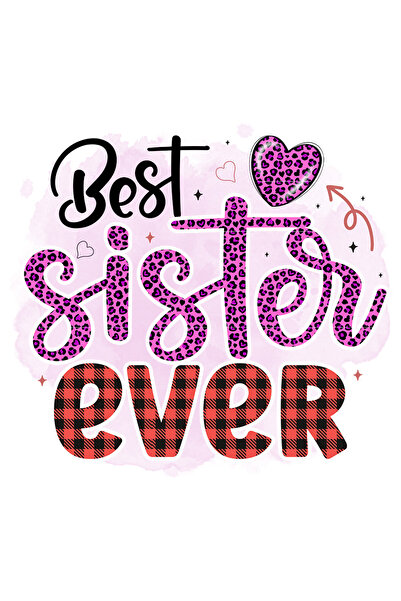 StoryGift Romania Sticker Adeziv 90CM cu mesajul "Best sister ever", ilustrat...