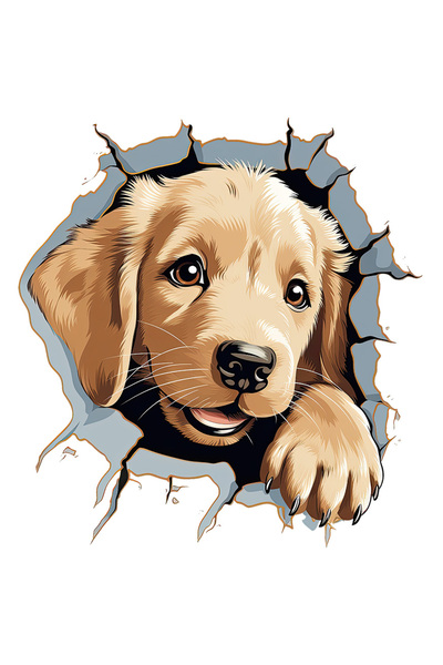 StoryGift Romania Sticker Autocolant 70CM cu Golden Retriever care scoate cap...