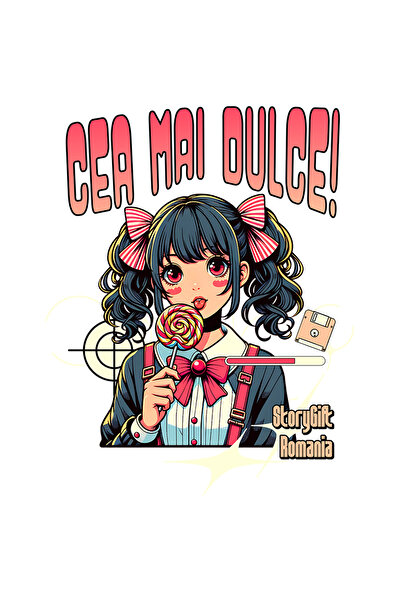 StoryGift Romania Sticker Adeziv 90CM Adeziv Fata stil anime cu acadea text C...