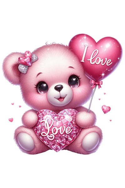 StoryGift Romania Sticker Adeziv 90CM cu o ursoaica de plus care zambeste, ilustratie, se simte bine, tine o ini