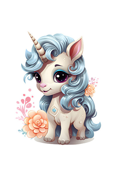 StoryGift Romania Sticker Autocolant 70CM cu un unicorn micut, ilustratie, ve...