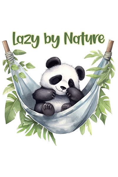 StoryGift Romania Sticker Cu Un Urs Panda Cu Mesajul "lazy By Nature", Ilustr...