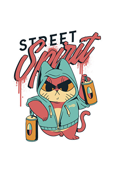 StoryGift Romania Sticker Adeziv 90CM Cu Spirit, Pisica, Hanorac, Grafitti, Vopsea, Spray, cu Margini Albe, PVC