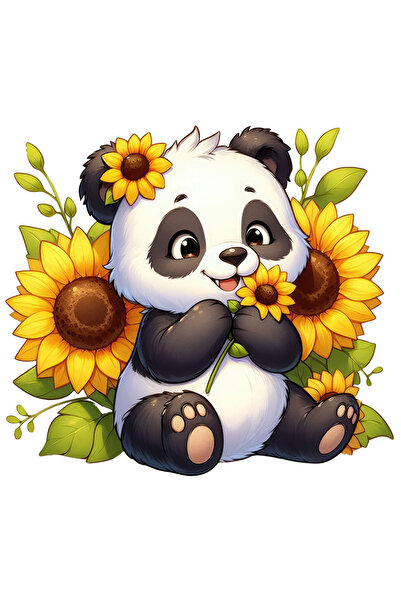 StoryGift Romania Sticker Autocolant 70CM cu un urs Panda, ilustratie, flori ...