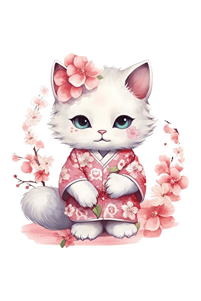 StoryGift Romania Sticker Autocolant 70CM cu o pisicuta serioasa, ilustratie,...