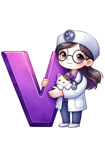 StoryGift Romania Sticker Adeziv 90CM cu o doctorita veterinara, ilustratie, ...