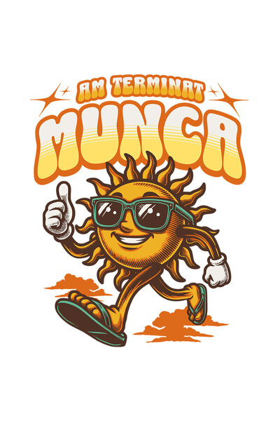 StoryGift Romania Sticker Cu Soare Cu Ochelari Vesel La Plaja Cu Papuci Text ...