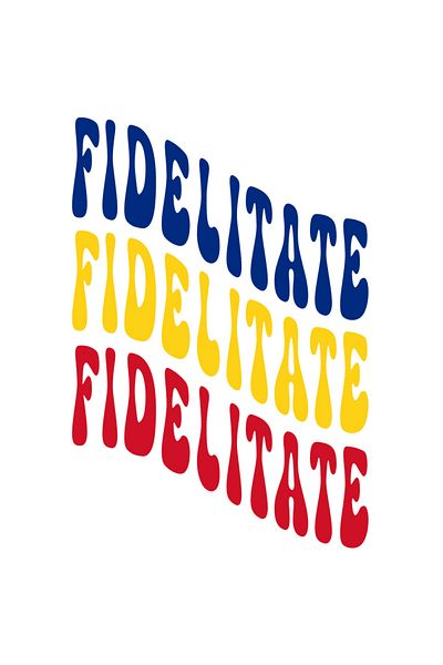 StoryGift Romania Sticker Adeziv 90CM Cuvantul Fidelitate, in Culorile Steagului Romaniei, Rosu, Galben, Albastr