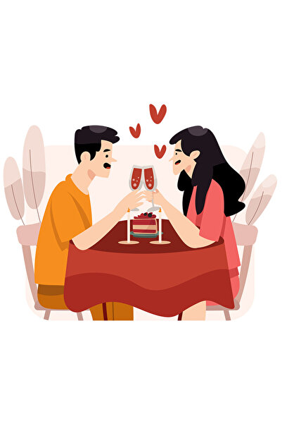 StoryGift Romania Sticker Autocolant 70CM Cu Cuplu, Cina, Inimi, Vin, Tort, D...