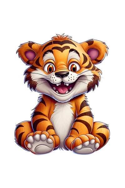 StoryGift Romania Sticker 70CM with a cheerful tiger, illustration, crazy, crazy look, wild animal