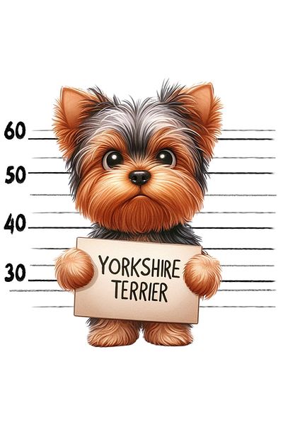 StoryGift Romania Sticker Adeziv 90CM cu Yorkshire Terrier, caine, animal de companie, ilustratie, la puscarie,