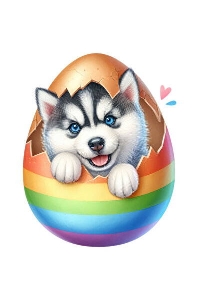 StoryGift Romania Sticker Autocolant 70CM cu un catel Husky care iese dintr-u...