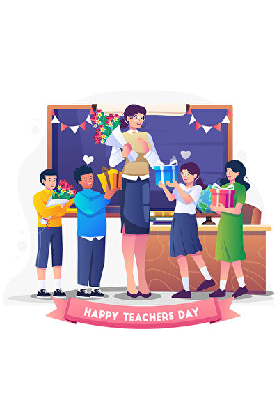 StoryGift Romania Sticker Cu Mesaj In Engleza Happy Teachers Day, Ziua Profesorului, Elevi, Scoala, Tabla, E
