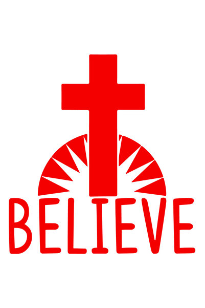 StoryGift Romania Sticker Adeziv 90CM Exterior cu o cruce si textul "Believe"...