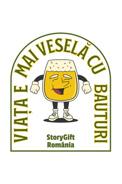StoryGift Romania Sticker Adeziv 90CM Adeziv Viata e mai vesela cu bauturi pa...