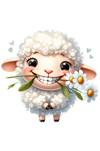 StoryGift Romania Sticker Adeziv 90CM cu o oita vesela, inimioare, tine niste...