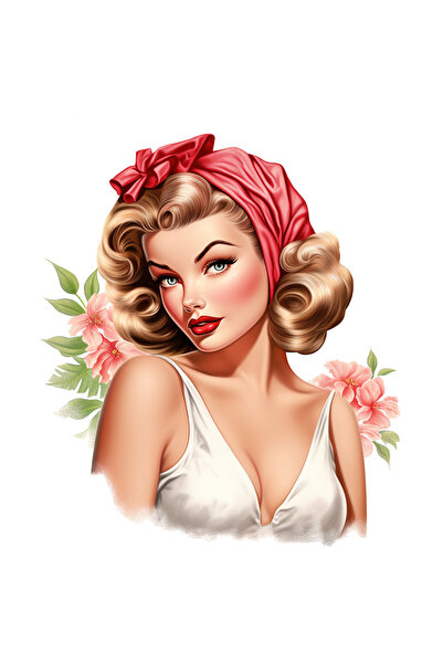 StoryGift Romania Sticker Autocolant 70CM cu o femeie fumoasa cu esarfa rosie...