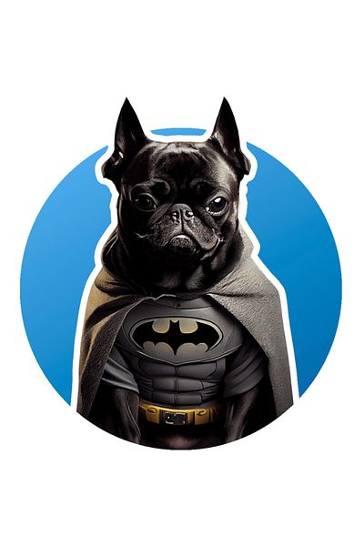 StoryGift Romania Sticker Adeziv 90CM Cu French Bulldog, Caine, Batman, DC, Supereroi, Patruped cu Margini Albe