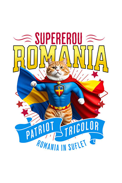 StoryGift Romania Sticker 70CM with Birman / Birman Cat in Captain Costume Romania with Cape, Er