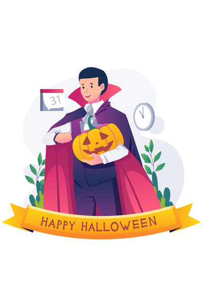 StoryGift Romania Sticker Eticheta 50CM Cu Mesaj In Engleza Happy Halloween, Vampir, Calendar, Dovleac, cu Marg