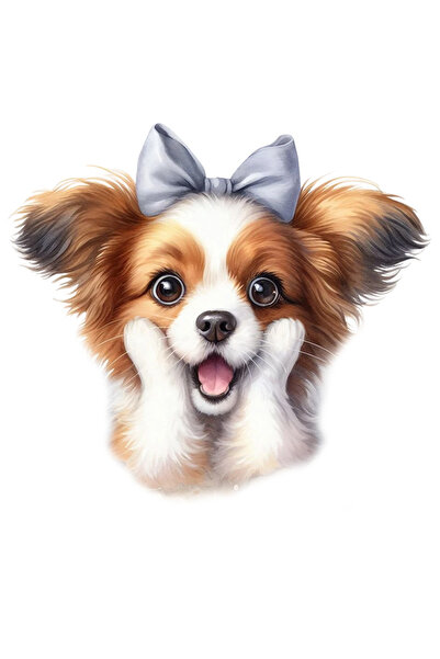 StoryGift Romania Sticker Autocolant 70CM cu o catelusa uimita, ilustratie, socata, funda, labutele duse pe fata