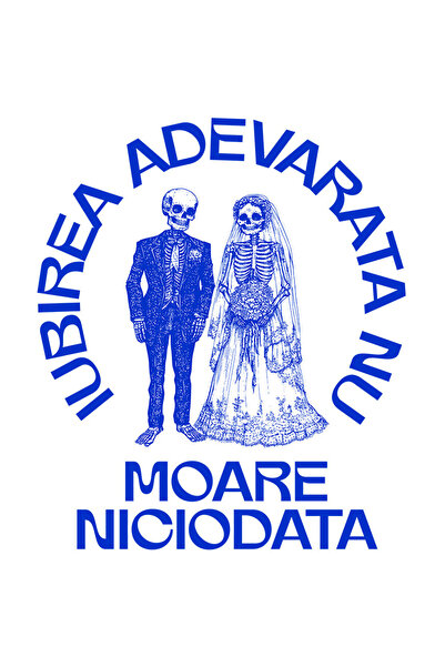 StoryGift Romania Sticker Autocolant 70CM cu Portret Scheleti Ziua Nuntii Cuplu Mire Si Mireasa Iubire Dragoste